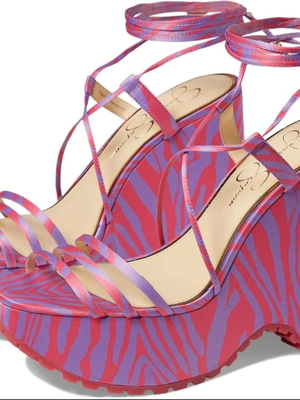 Jessica Simpson Pink Zebra-Print Platform Wedge Sandals Size 9.5